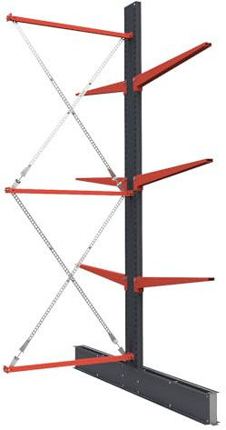 kaiserkraft | Kragarmregal Attillo schwer | doppelseitig | HxB 3500 x 2000 mm | Kragarm 1000 mm | Anbauregal