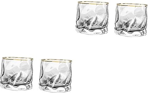Amosfun 2 Sätze Bierkrug Vintage Kaffeetasse Bierbecher Wasserbecher Schnapsgläser Teetasse Weinkrug Whisky-becher Klare Gläser Cocktailgläser Trinkbecher Glas Wiederverwendbar 2 Stück * 2