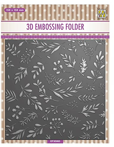Nellie's Choice Cartella per Embossing 3D Rami e Bacche 15 x 15 cm – Cartelle per Goffratura e Accessori – Fai da Te, DIY, Biglietti, Artigianato, Scrapbooking e Journaling
