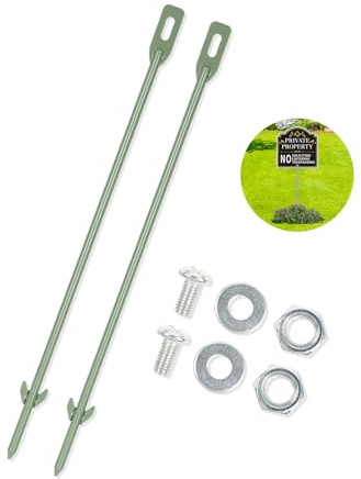 2 pezzi di pali per cartelli da terra, picchetti di metallo da 43 cm, supporto per cartelli in metallo, picchetto per tenda per il montaggio di cartelli da giardino, tenda, piante rampicanti (verde X2