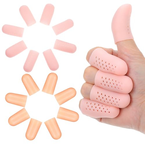 Wanmu Gel Finger Cots with Air Holes 20 Pcs Nail Biting Prevention for Adults Finger Gloves Relief Hand Eczema Healing Finger Protectors Covers for Wounds Trigger Finger Finger Cracking