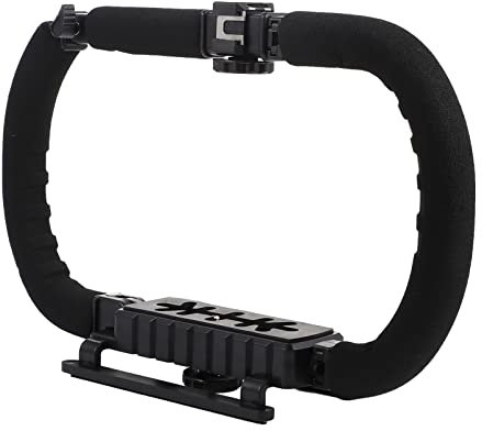 SECFOU Faltbarer Kamera-stabilisator Handgriff Mit Blitzschuhen Und Rutschfestem Schwamm-Griff Verstellbarer Video-Rig Für Smartphone Und Camcorder Für Foto Video Live-Stream Und Outdoor-
