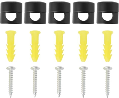 Briny River 5 Ganchos Tipo Gancho para Lámparas de Techo Cables Textiles Cables de Lámpara de PVC Soporte de Cable de Montaje en Superficie para Cables de Tela de Menos de 7,8 Mm/0,31 Pulgadas (Negro)