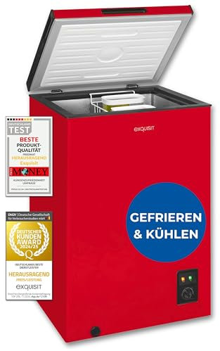 Exquisit Congelatore, 2 in 1, 99 litri, congelatore, congelatore, congelatore a 4 stelle, congelatore piccolo, caricamento dall'alto, congelatore, congelatore, GT100-050E rosso