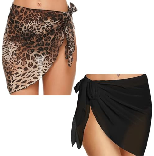 NHQZ robe plage femme,2 Pièces cache-maillots et sarongs femme,Wrap de Plage Femme Robe de Plage,Couverture de Bikini Jupes Wrap Beachwear Maillot De Bain Cover Up(2 modèles, 50 × 180 cm)