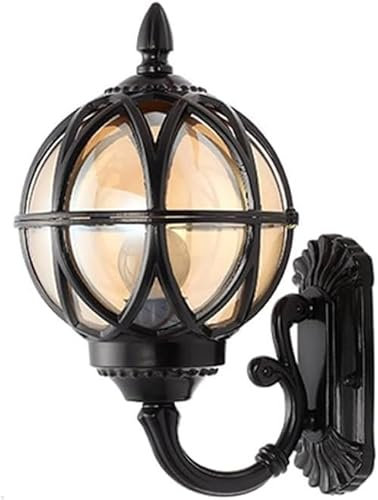 Retro Outdoor Wall Lantern Waterproof IP54 Garden Courtyard Exterior Wall Lamp for Park Gate Decoration (Black)