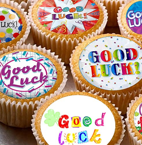 24 Good Luck pre-cut edible cupcake wafer toppers
