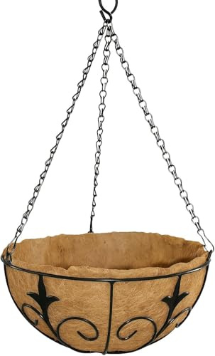 Muddy Hands Set of 2 - Vintage Gerogian Metal Hanging Basket with Coco Liner Decorative Outdoor Garden Balcony Hanger Flower Herb Plant Pot Planter (12)