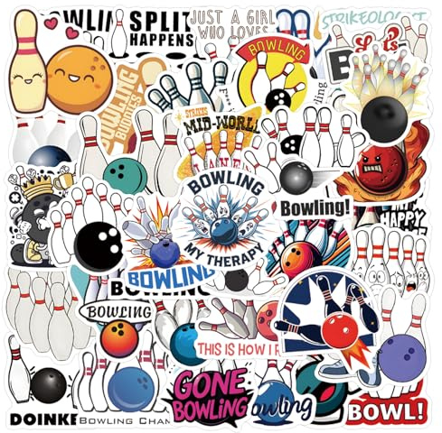 50 adesivi da bowling, divertenti adesivi sportivi in vinile, adesivi per skateboard, biciclette, snowboard, laptop, bagagli, auto, cellulare, ideali per ragazzi e appassionati di bowling, adesivi