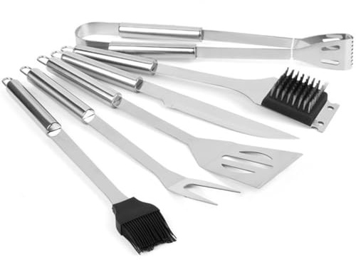Stainless Steel Barbecue Set, Household Barbecue Tools, 6-piece Barbecue Combination, Portable Barbecue Rack, Easy-to-clean Barbecue Shovel (white-Fruit peach5) (white)