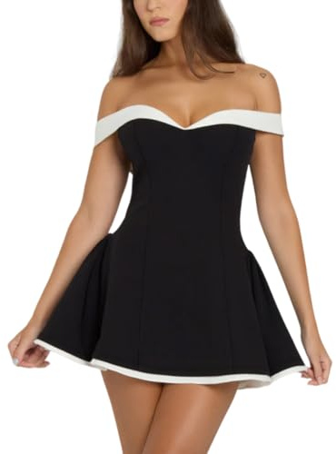 Vestido Mujer Sexy Sin Espalda Mini Vestido Elegante Sin Mangas Hombro Descubierto Vestidos Corto Ajustado Bodycon Verano Sin Tirantes Vestidos de Fiesta Noche Club Cóctel