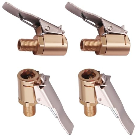 4 Stück Autoventil Adapter, Messing-Autoventil Hebelstecker Luftklemme, Reifenventil-Pumpenklemme, Gewindeadapterklemme Passend Kompatibel Mit Bosch Easy Pump, Fahrradventil Adapter