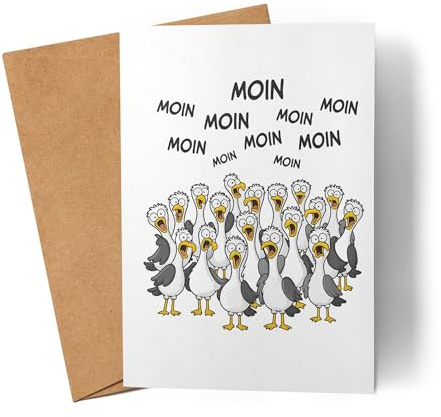 Lilavie-Design Moin Moin Möwen Karte Grußkarte Geschenkidee Nordsee Ostsee Küste lustig maritim