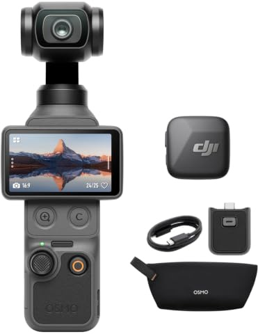 DJI Osmo Pocket 4 Essential Combo mit Mic Mini 2 Sender, 1″ CMOS | Pocket Gimbal Vlog Kamera, 4K/240fps, 3‑Achsen-Stabilisierung, 2× verlustfreier Zoom, 107 GB integrierter Speicher