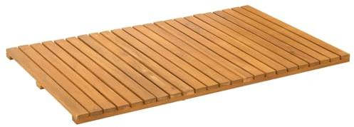Tapis de Bain, Tapis Salle de Bain Caillebotis de Douche Baignoire Uni Marron 80x50 cm Bois