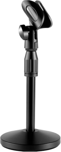 Desktop Mic Stand Height and Angels Adjustable for Diameter Max 1.77 Desk Microphone Stand, Table Microphone Holder Hold Up to 3.3Lbs Suitable for Podiums, Meeting Rooms, etc