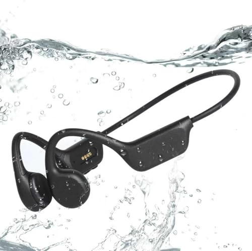 Swimming Headphones, Bone Conduction Headphones, Open Ear Earphones, Black | IPX8 Waterproof，Wireless Bluetooth 5.4 Built-in MP3 player 32G Memory for Swimming, Running,Cycling