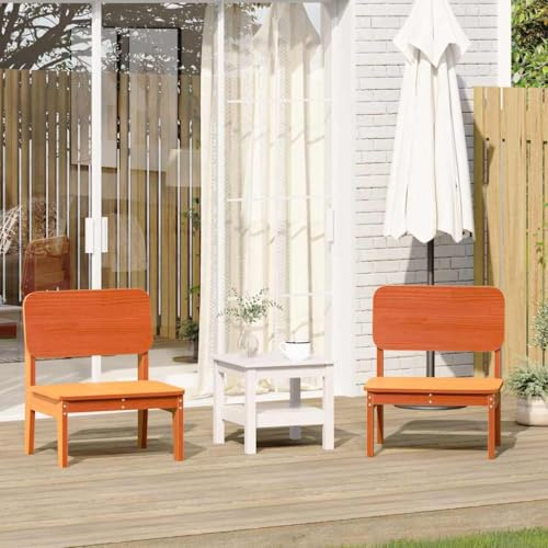Gartensessel Holz 2 Stück aus massivem Kiefernholz mit bequemer Rückenlehne, stabiler Rahmen mit rustikalem Charme ideal für Garten und Terrasse.