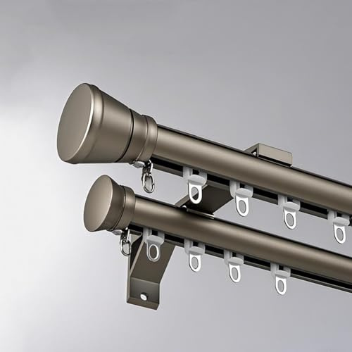 Champagne dubbel gardinstång – 4,1 m aluminium burspråksspår väggmonterad draperistång för hem balkong levande – och snygg design alternativ 2 m till 4,2 m