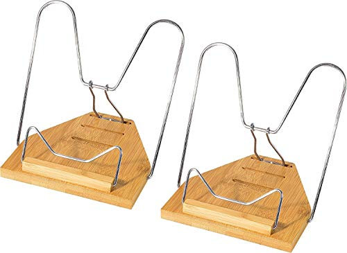 WEDO 211407 Leseständer Bambus, vernickelte Metallbügel, 3 Stufen verstellbar, Maße ca. 21,8 x 17,0 x 3,4 cm (zusammengeklappt), braun (2 Stück)
