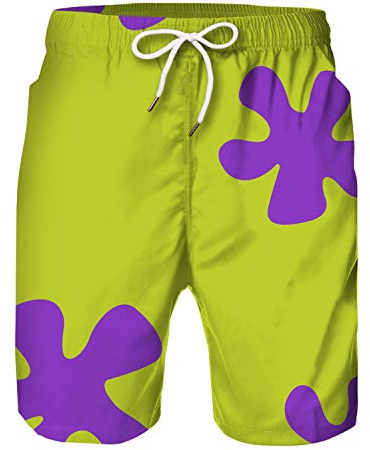 Plustrong Mens Swim Trunks 3D Funny Print Elastic Waist Board Shorts Quick Dry Beach Swim Shorts Swimwear, Yellow 019, X-Large