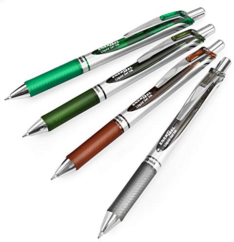 Pentel EnerGel XM BL77 Gelschreiber, einziehbar, 0,7 mm, 54 % recycelt, Erdtöne, 4 Stück