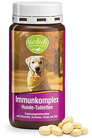 tierlieb Immunkomplex-Hunde-Tabletten | Mit Colostrum, Kurkuma, Cistus & Zink | Ergänzungsfuttermittel | 180 Tabletten