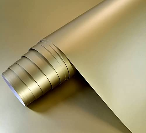 Möbelfolie Matt Selbstklebende Folie Vynil Plotterfolie 40X300 cm Mobelklebefolie Selbstklebende Folie Matt für Wand Küche Fliesen Wasserdicht (Golden)