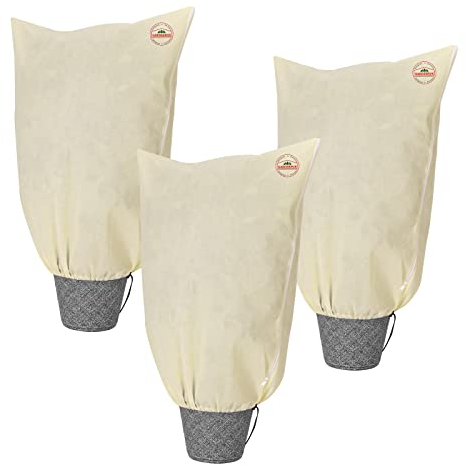 Gardebruk® Kübelpflanzensäcke 3er Set 100x80 cm 70g/m² Reißverschluss Garten Frostschutzhaube Winterschutz für Pflanzen Pflanzenschutzvlies Beige
