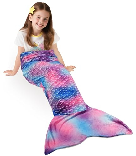 Catalonia Classy Couverture de Queue de sirène pour Enfants, Couverture de Sac de Couchage en Polaire Douce et Chaude pour Les Filles en Bas âge, 155x50cm, Motif d'écailles de Poisson, Fantaisie