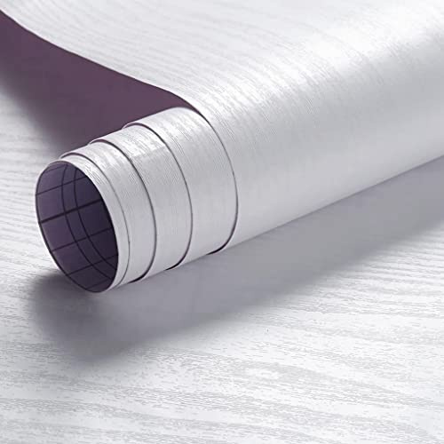 Arthome Blanc Bois Papier Peint Autocollant 90cmx3m,Auto Adhesif Film Vinyle Décoratif pour comptoir, armoire, surface de meuble et revêtement mural,Facile à nettoyer et amovible