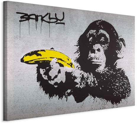 B&D XXL - Akustikbild mit bananen Pistole, 60x40 cm, 1-teilig, Schallschutz | Verbessert Raumakustik, reduziert Hall, ideal fürs Büro oder Wohnzimmer, hochwertige Verarbeitung, schnelle Montage, stilvoll