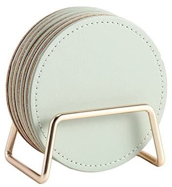Coasters,Diamond art kits adults,Homeware,Luoqun Store Leather Dining Table Bowl Mats Coasters With Stands Desk Top Storage Trays Leather Cork Mats Dining Table Organizers Home Decor (Color : Pink) (