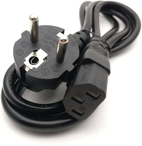 EU/Europe C13 Kettle Type Plug Computer Power Supply Adapter IEC Mains Lead Plug for Printer, Photocopier, Screen, Treadmill, Audio, Amp 1.8M Long