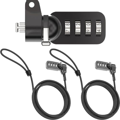 Xiatiaosann Laptop-Sicherheitsschloss-Kabel, 4 digitale Passwortschutz-Computerkabel-Sicherheit, Anti-Diebstahl-Schloss kompatibel für Dell Notebook (2er-Pack)