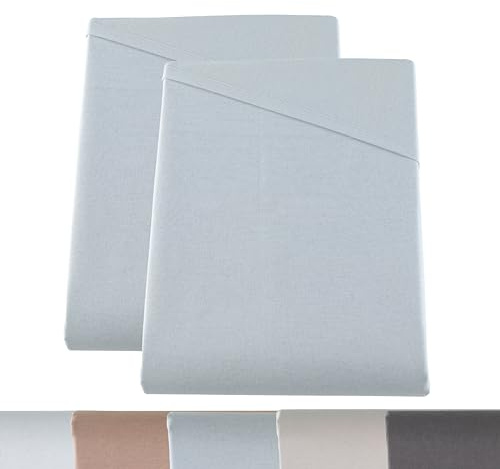 BaSaTex Bettlaken, 2er Pack, 150x250, Silber | 100% Baumwolle, Klassisches, Betttuch, Leintuch, Haustuch ohne Gummizug