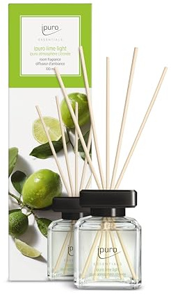 ipuro - Essentials Raumduft Lime Light 100ml | Raumerfrischer mit Zitronengras, Bergamotte, Orange, Geranie, Maiglöckchen & Vanilleblumen Duft Aroma | Diffuser mit Stäbchen | Lufterfrischer Wohnung