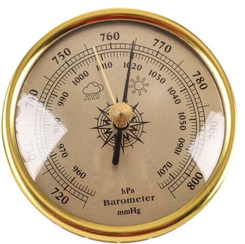 BEAHING Barometer Indoor, Barometer Adjustable 3in Barometric Pressure Gauge Clear Scaled Weather Barometer with Hanging Hole Portable Barometer for Indoor Outdoor Wall Fishing
