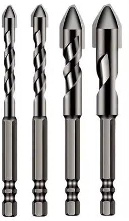 LINXINS High-Strength Eccentric Twist Drill Bit, 4 Pcs Hss Drill Bit Sets, Eccentric Drill Bit Thread Suitable 6mm/8mm/10mm/12mm for MetalCeramic Tiles, Ceramic Tiles, Plastic, Wood, Glass and Other