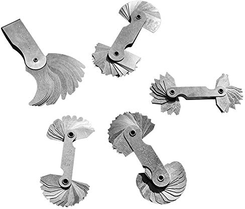 Eighosee Stainless Steel Radius Gauge, Portable Concave Convex External Internal Arc Measuring Tool Radius Fillet Gauge Set(5Pcs)