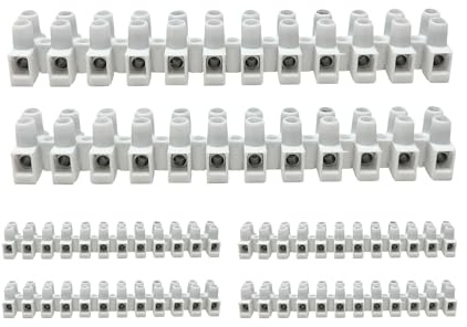 HALOTEC Pack 6 Regleta 12 polos Conexión Eléctrica | Polipropileno Aislante | 6 mm² | Soporta 41A | Blanco | Uso Profesional, Doméstico, Industrial | Seguridad y Durabilidad