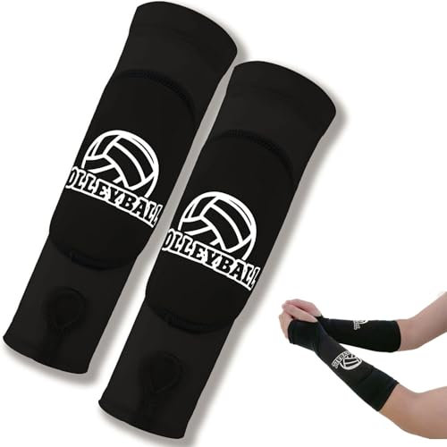 QIANCSJ Volleyball Armschoner Damen, Unterarmschoner Volleyball mit Anti-Rutsch Schutzpolster und Daumenloch, Elastische Volleyball Armmanschetten für Volleyball-Schutz, Arm Schutz Zubehör