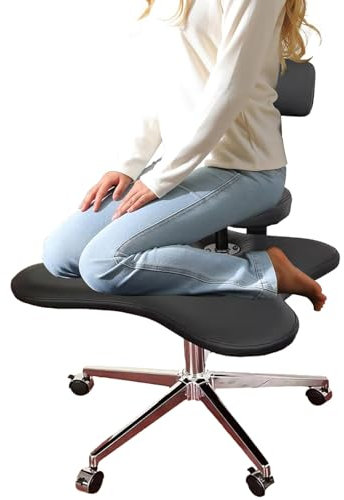 HDYZJQ kniestuhl ergonomisch Ergonomischer Kniestuhl/Meditationsstuhl, bequemer Bürostuhl für Sitzen im Schneidersitz, aufrechte Haltung für Erwachsene/Yoga-Schreibtischstuhl(Black)