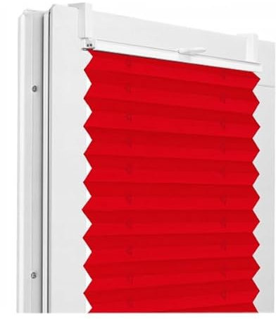 Fenster DEKOR - Plissee Klemmfix ohne Bohren Breite 90 cm x Höhe 230 cm - Fenster Plissees innen Rot - Faltrollo Blickdicht - Faltrollos einfach zu montieren - Blissett Rollo