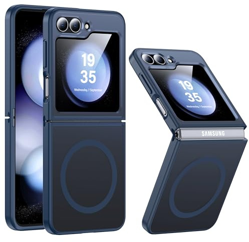FNDMIL [NO.1 Magnetisch für Samsung Galaxy Z Flip 6 Hülle mit MagSafe | [Translucent Matt][Anti-Fingerabdruck][Militär Stoßfest] Hardcase mit Weich Silikon Handyhülle für Flip 6 Case 6.7'', Blau