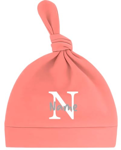 Ahoiikids Personalisierte Newborn Baby Mütze mit Namen - Weiche Baumwolle, Handmade, Neugeborenen Geschenk, Unisex Beanie für Jungen & Mädchen - Perfekt für Baby Shower oder Geburt