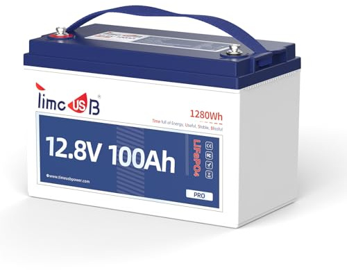 Timeusb 12V 100Ah Grupo31 Bateria Litio LiFePO4 para Autocaravana y Solar | BMS 100A Integrado,4000-15000 Ciclos Profundos,1280Wh Energía,Max.4P4S Ideal para Fuera de La Red,Barco,Sistemas Autónomos