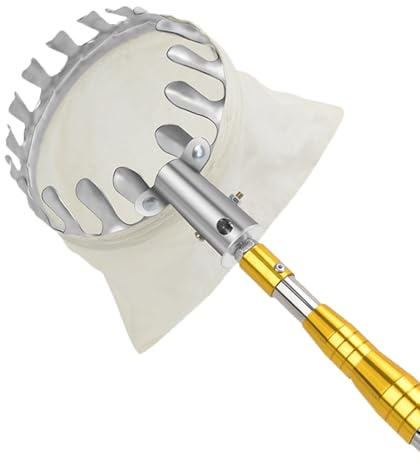 Recogedor de Frutas con Mango telescópico, Herramienta telescópica de Acero Inoxidable con Bolsa de Almacenamiento, recogedor de Frutas Extensible para Pera, limón, Naranja, Albaricoque, Ciruela, CE