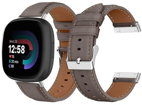 Leder Armband für Fitbit Versa 4 / Versa 3 / Fitbit Sense 2 / Sense, Grau