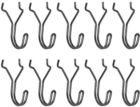 sourcing map 10Pcs Pegboard Hooks, Stainless Steel 1-1.3 Inch Spacing Peg Board Display Hook Metal Hanging Organizer Accessories for Garage Office Kitchen Store, Black